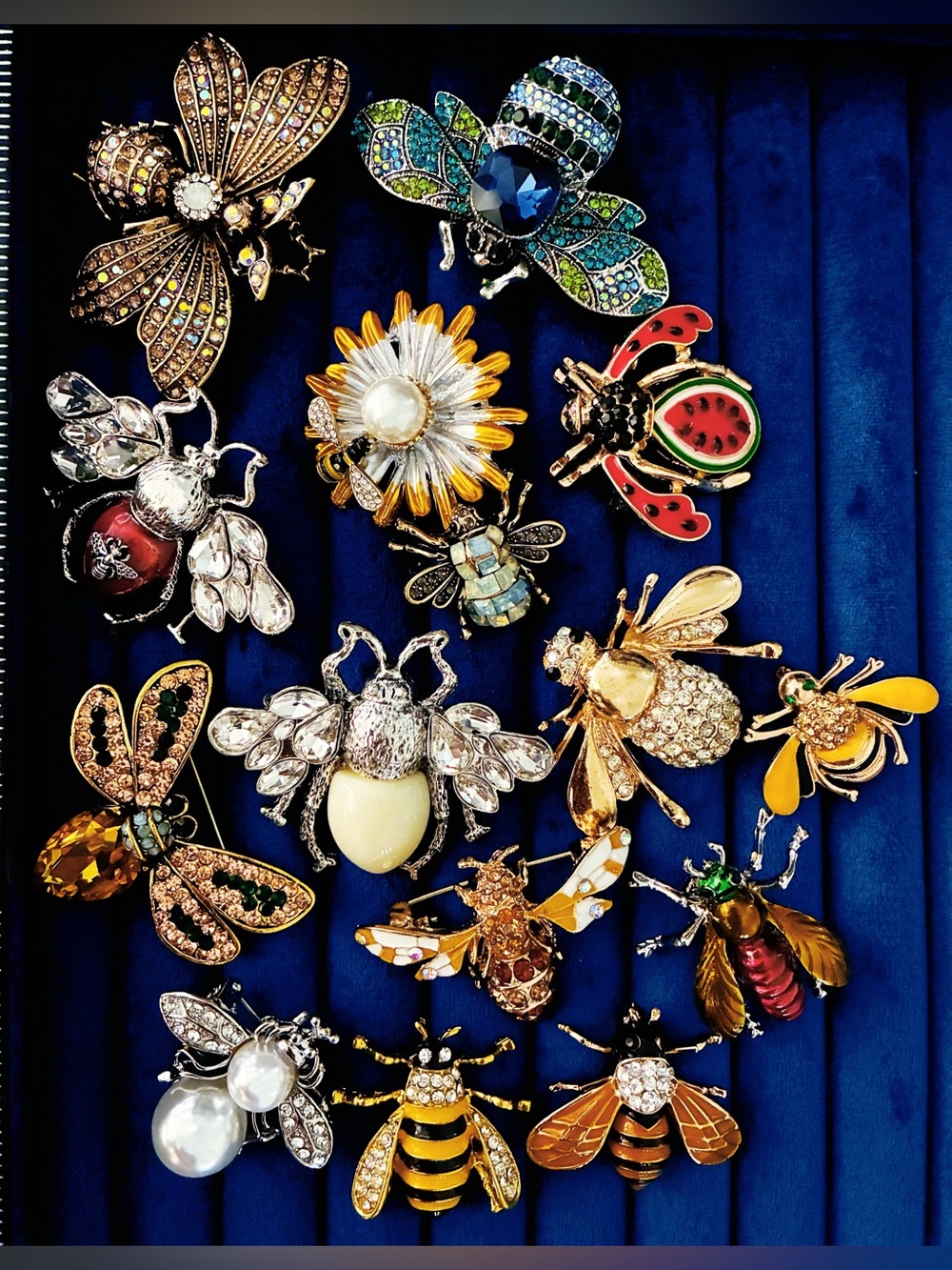 Lot 15 Bee Brooch Pin Rhinestone Crystal Enamel Insect Bug Pearl Flower Jewelry